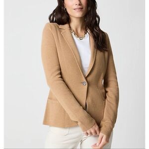 J. Crew Schoolboy Knit Sweater Blazer Women XXS  Mushroom Tan Beige Cotton 2xs
